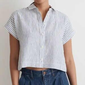 100% Linen Dolman Striped Shirt
